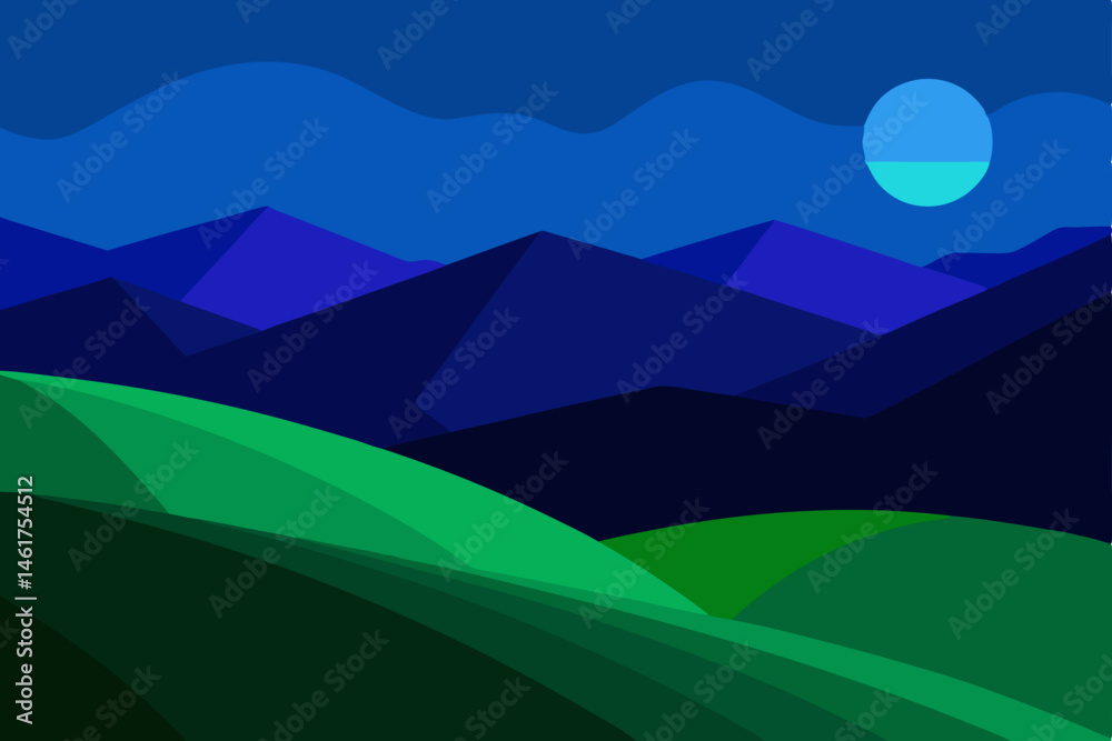 Obraz premium night landscape with mountains