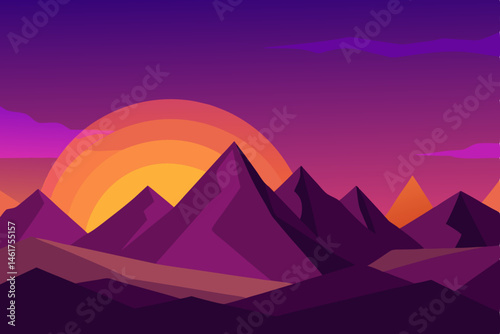 mountain landscape with sunset