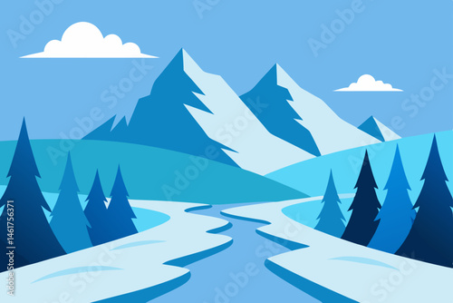 winter landscape with mountains