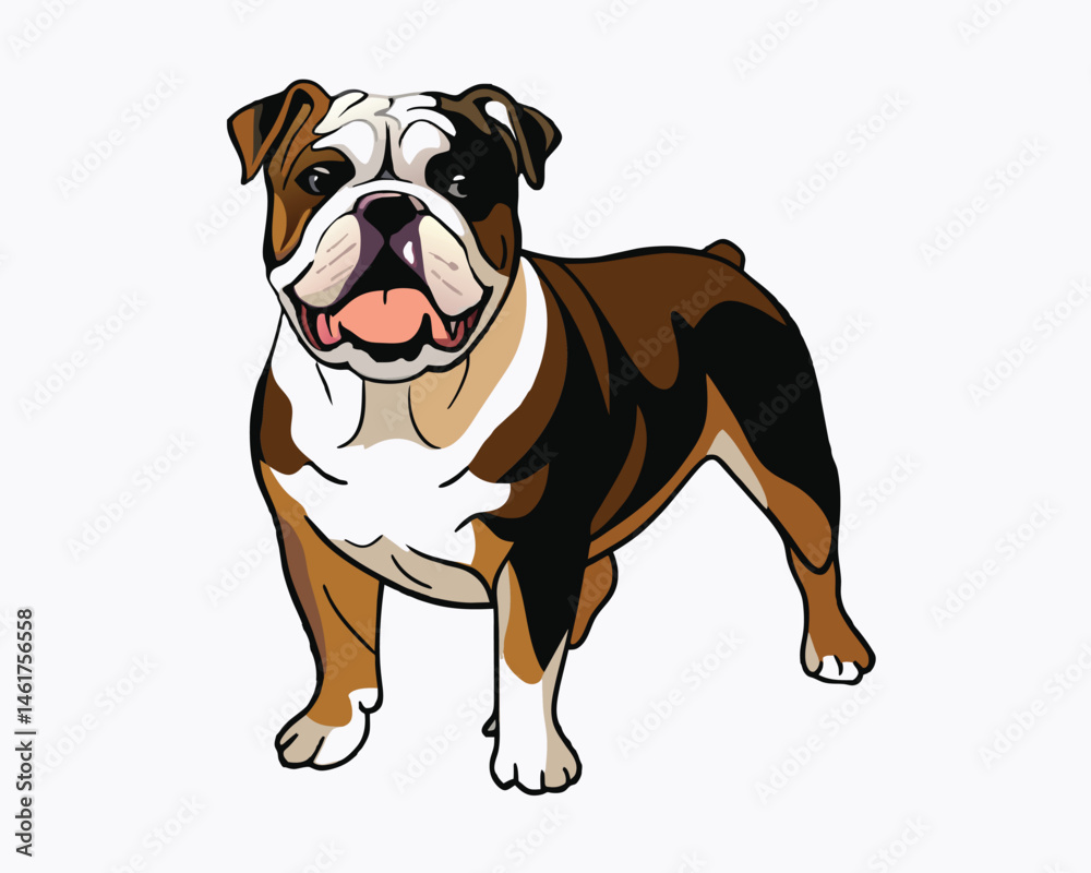 Obraz premium vector-bulldog-hand-drawn-engraving-consistent-outline