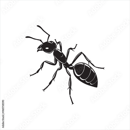 Black Ant Silhouette Vector Illustration