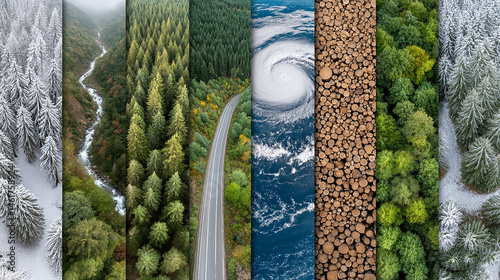 Aerial View of Diverse Forests and Natural Landscapes in Different Seasons