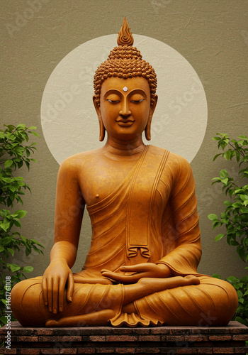 Obraz na płótnie Serene Golden Buddha Statue in Meditation w salonie