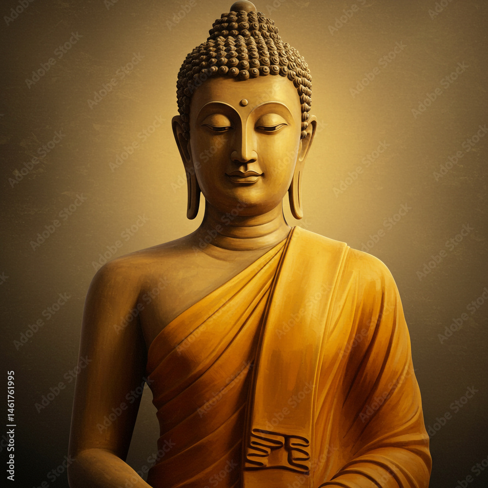 Serene Golden Buddha Statue in Meditation
