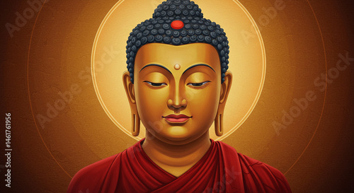 Serene Golden Buddha Portra...
