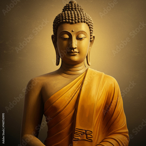 Serene Golden Buddha Statue in Meditation