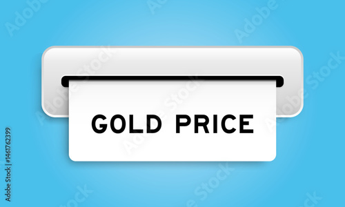 White coupon banner with word gold price from machine on blue color background