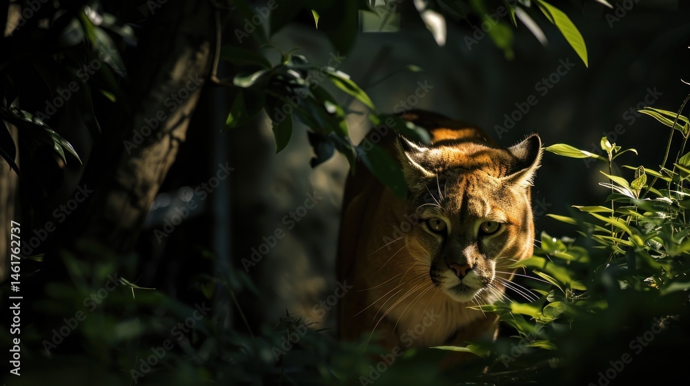 Fototapeta premium Puma stalking in the shadows
