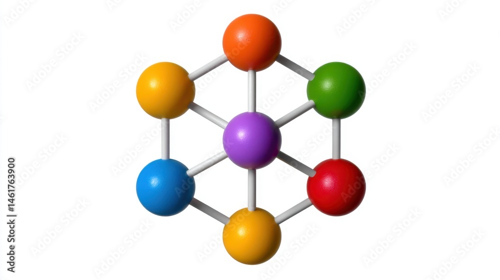 Fototapeta premium Colorful Molecular Structure on White Background
