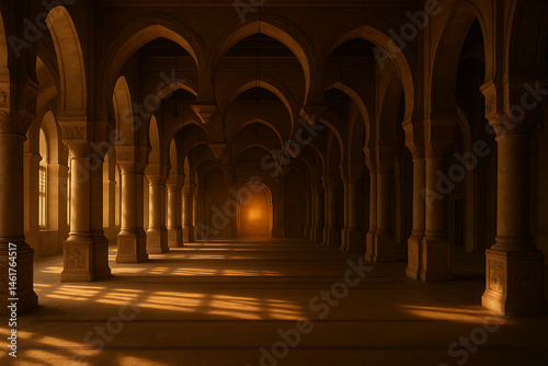 Wallpaper Mural Architecture interior arches light pillars building design hallway view Torontodigital.ca