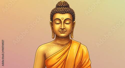Serene Golden Buddha Peacef...