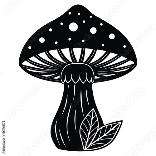 Mushroom vector Silhouette illustration Fantasy mushroom with crystal base