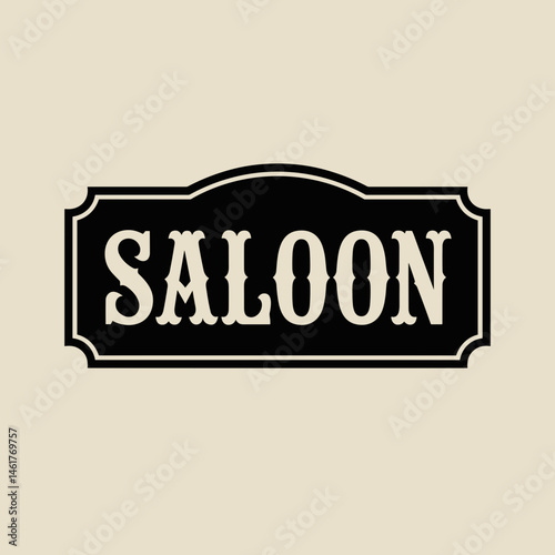 Vintage Western Saloon Sign Design in Black and Beige