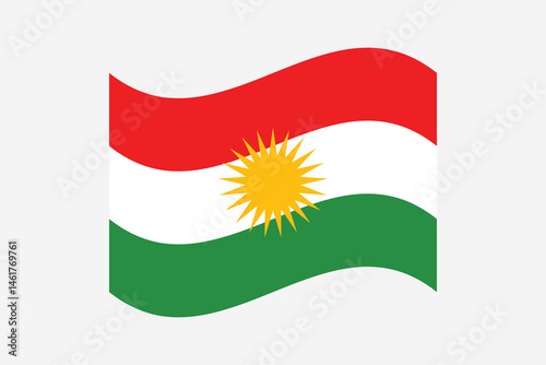 Flag of Iraqi Kurdistan. Iraqi Kurdistan wavy flag digital vector illustration. Fluttering flag.