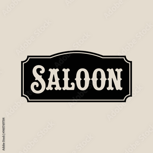 Vintage Western Saloon Sign Design in Black and Beige