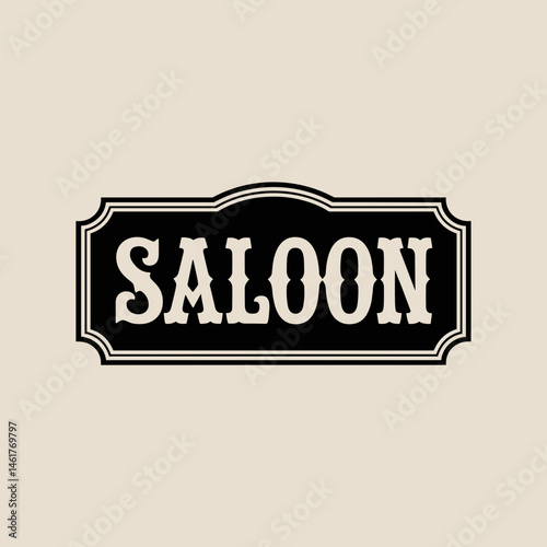 Vintage Western Saloon Sign Design in Black and Beige