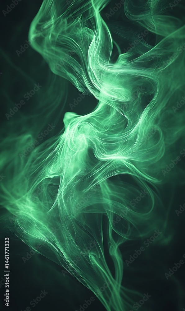 Obraz premium Dark Emerald Green Monochromatic Background With Smooth Wavy Textures
