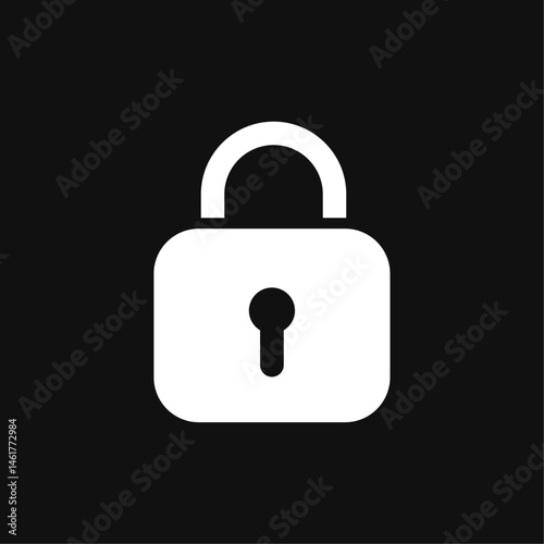 Lock icon white on black background template