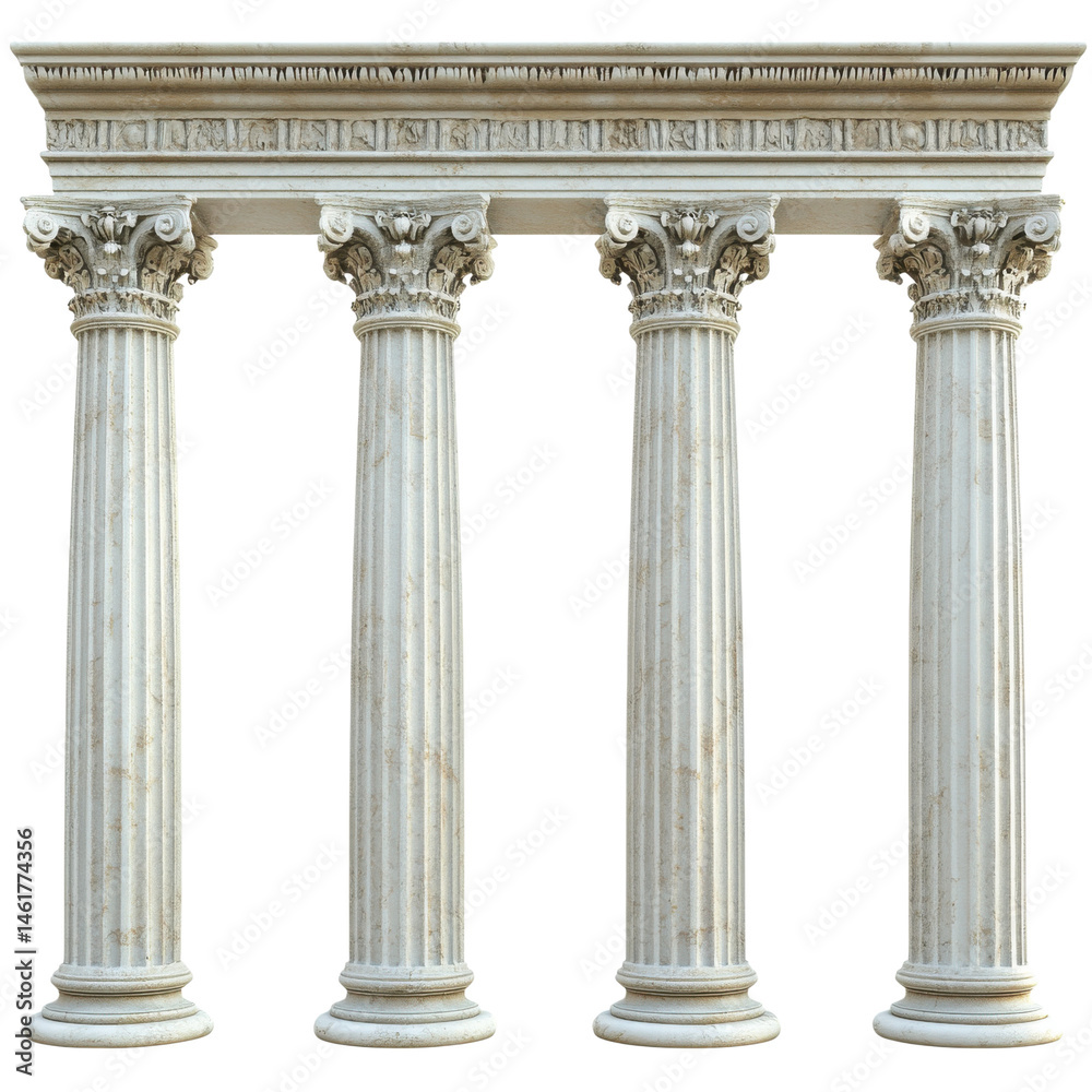 Obraz premium Four marble stone pillars on transparent background