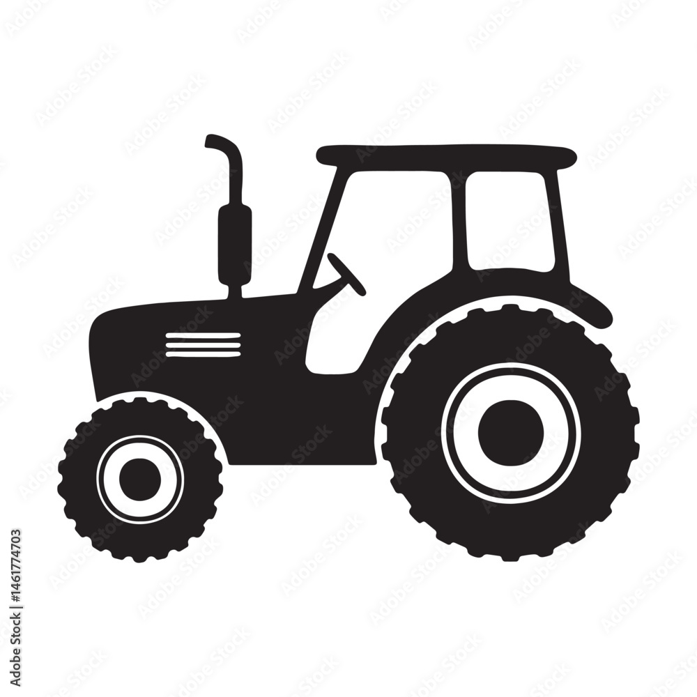 Obraz premium Modern flat-style tractor icon vector art illustration.