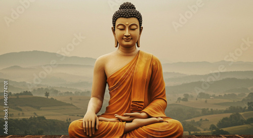 Serene Buddha Statue Mounta...