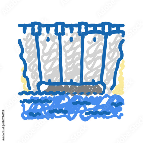 dam structure hydroelectric power icon doodle illustration