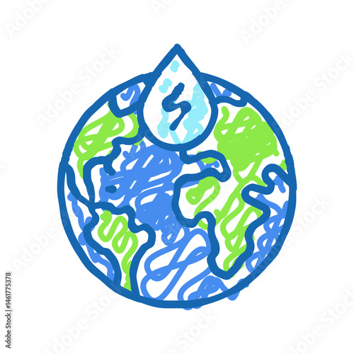sustainable power hydroelectric icon doodle illustration