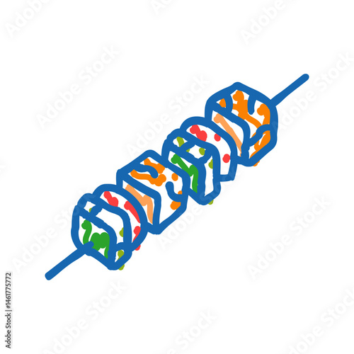 paneer tikka indian cuisine icon doodle illustration