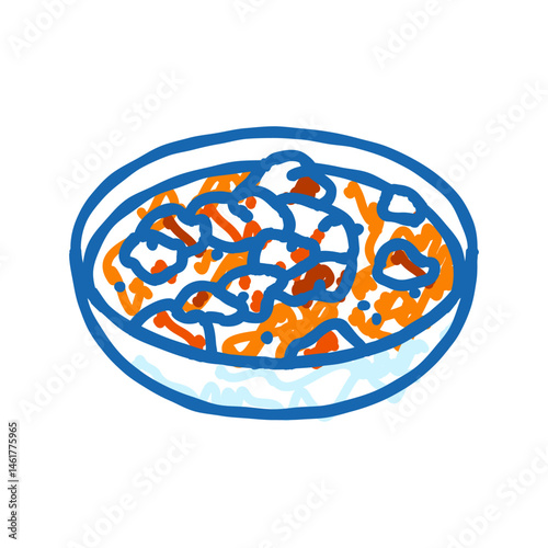 butter chicken indian cuisine icon doodle illustration