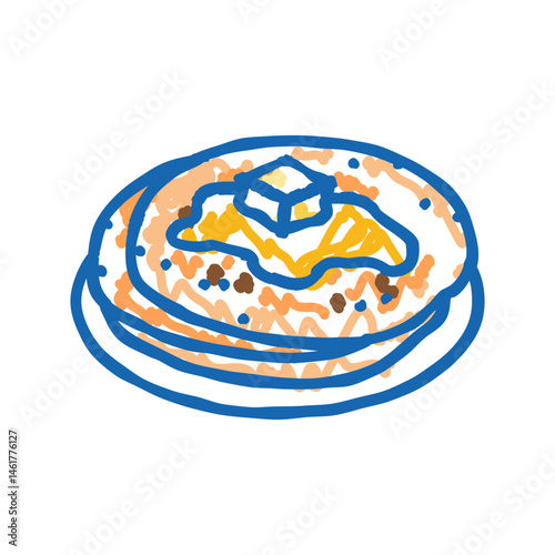 aloo paratha indian cuisine icon doodle illustration