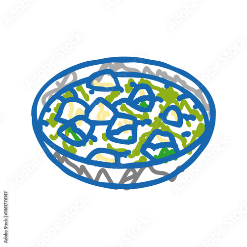 palak paneer indian cuisine icon doodle illustration