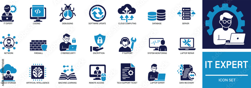 IT Expert Icon tech support, developer, software engineer, coding, 