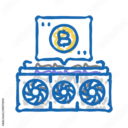 cryptocurrency mining icon doodle illustration
