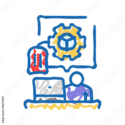 remote freelancing icon doodle illustration
