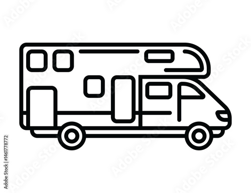 A contour icon of a mobile home. A design element.