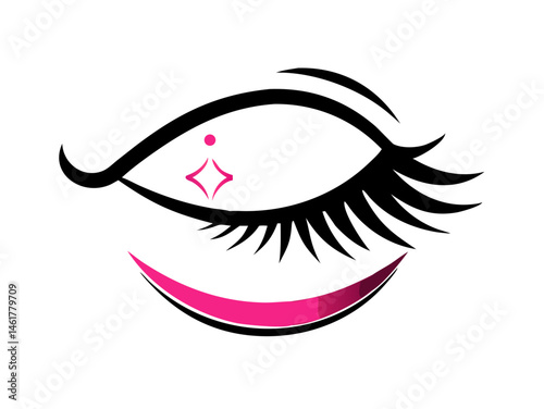 Elegant infinity logo featuring stylized closed eyes and eyelashes. This minimalist vector graphic displays a stylized infinity symbol formed by two closed eyes with detailed eyelashes.