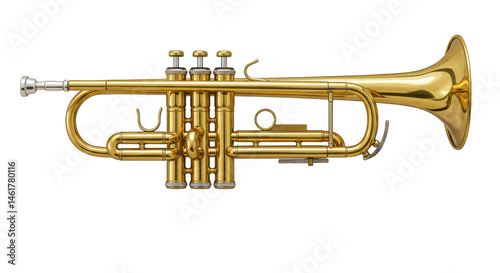 Isolated Trumpet, Brass Instrument, Musical Instrument