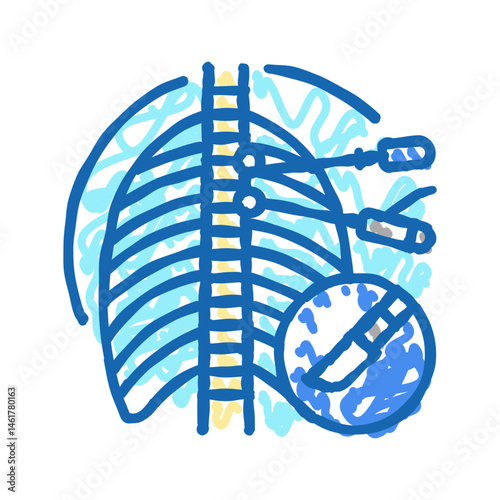 sternotomy surgery hospital icon doodle illustration