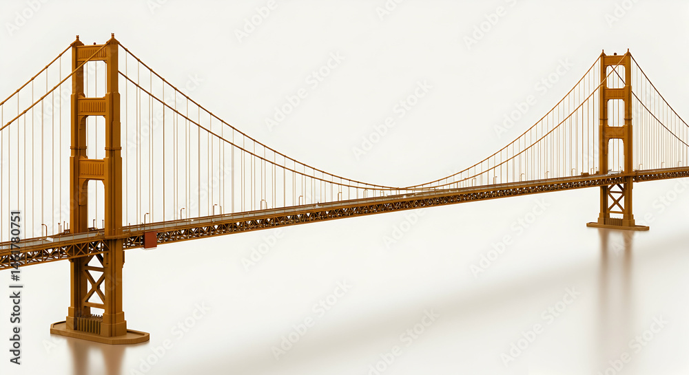 Obraz premium Detailed View of a Suspension Bridge Architectural Model