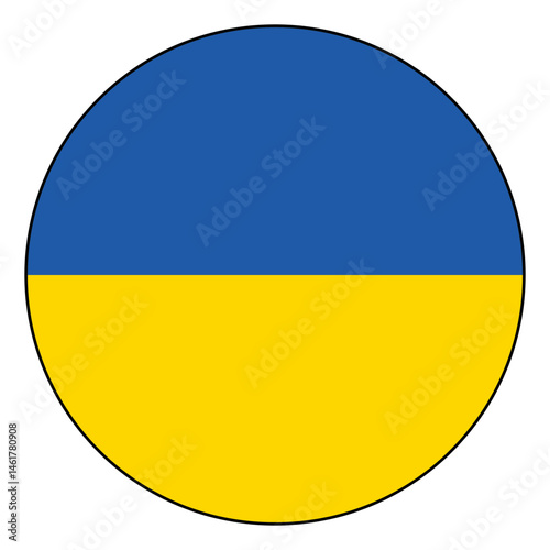 Flag of Ukraine. Black edge. Ukraine circle flag logo icon computer vector illustration design.