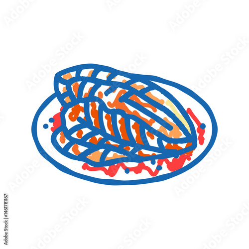 kimchi cabbage korean cuisine icon doodle illustration