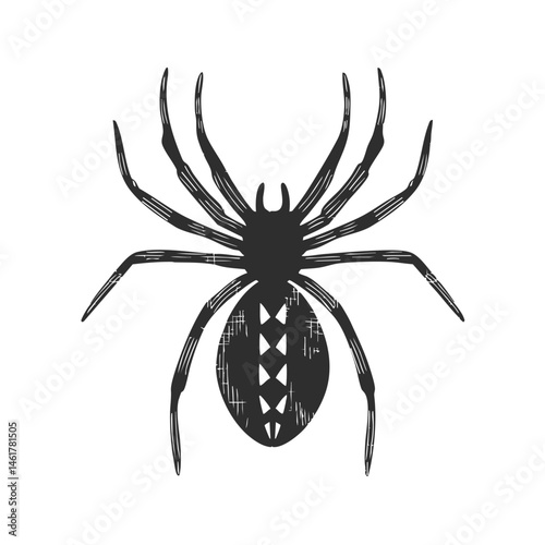 Spider Silhouette Illustration. Symbol Of Mystery And Intrigue Isolated Vector Illustration