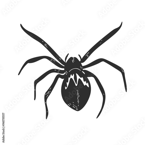Spider Silhouette Illustration. Arachnid Symbolism And Nature Representation Isolated Vector Illustration