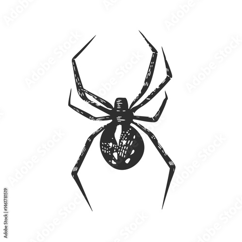 Spider Silhouette Illustration. Arachnid Symbolism And Nature Representation Isolated Vector Illustration