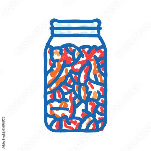 korean bbq grill cuisine icon doodle illustration