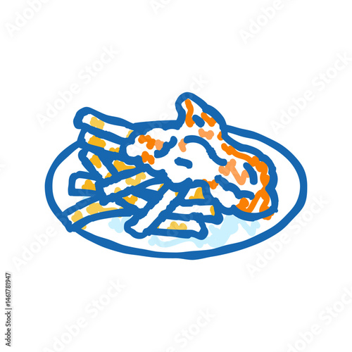 fish and chips sea cuisine icon doodle illustration