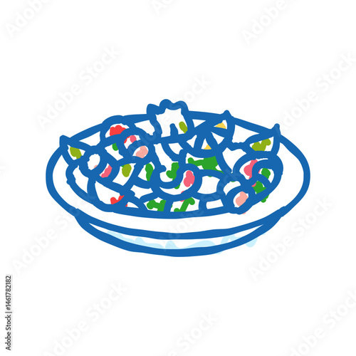 octopus salad sea cuisine icon doodle illustration