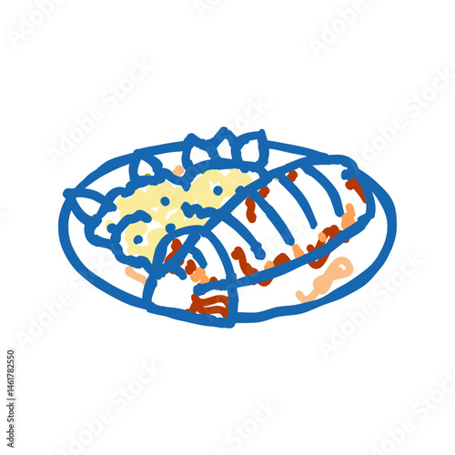 fish stew sea cuisine icon doodle illustration