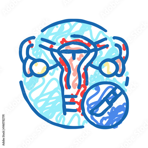 tubal ligation surgery icon doodle illustration
