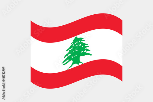 Flag of Lebanon. Lebanon wavy flag digital vector illustration. Fluttering flag.
